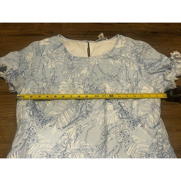 Tommy Bahama Short-sleeve Linen Shift Dress with A Tropical Print-Size M - Picture 8 of 10